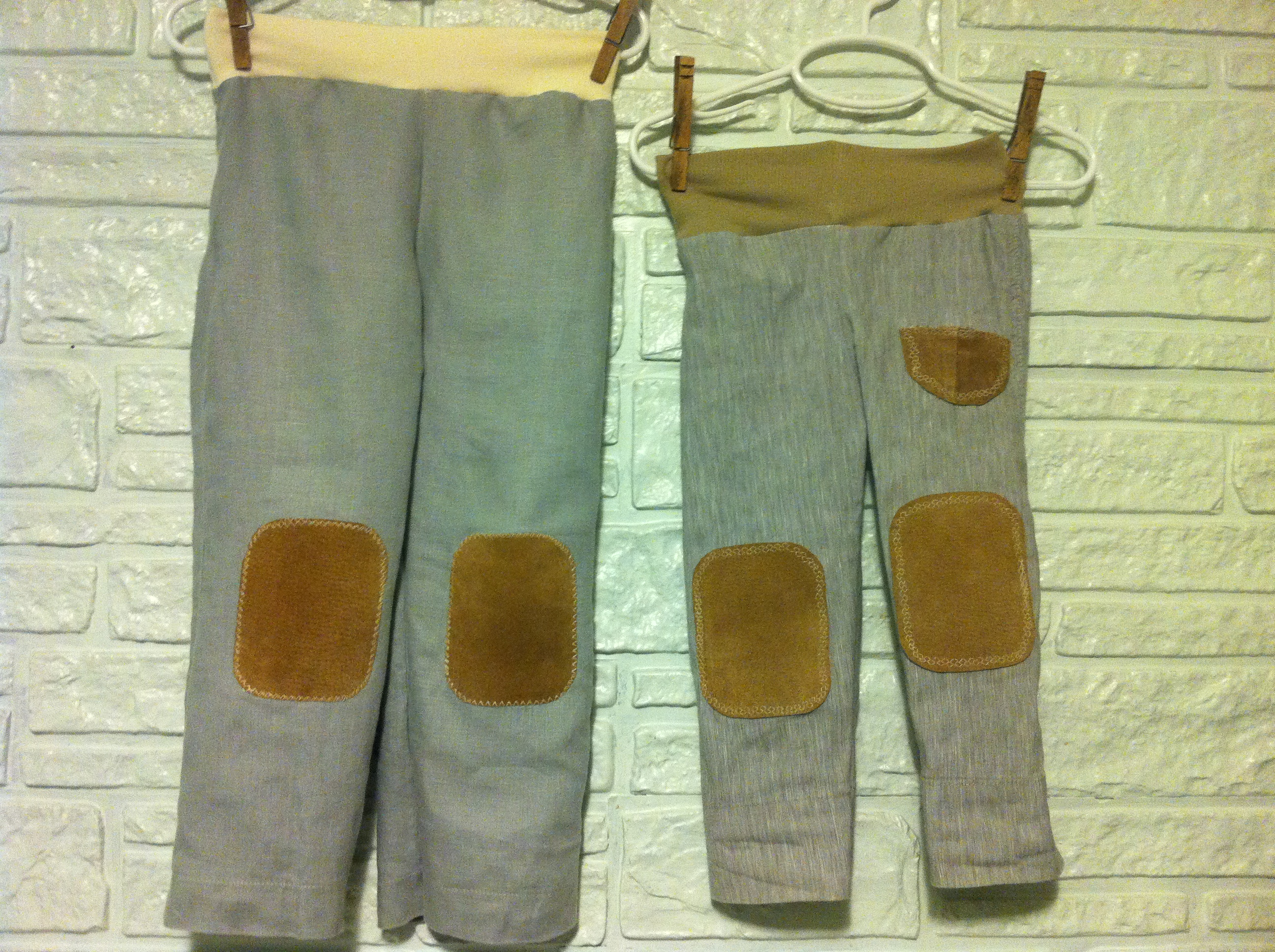 Toddler/Boys Recycled Linen Pants with Suede Knee Patches handmade by