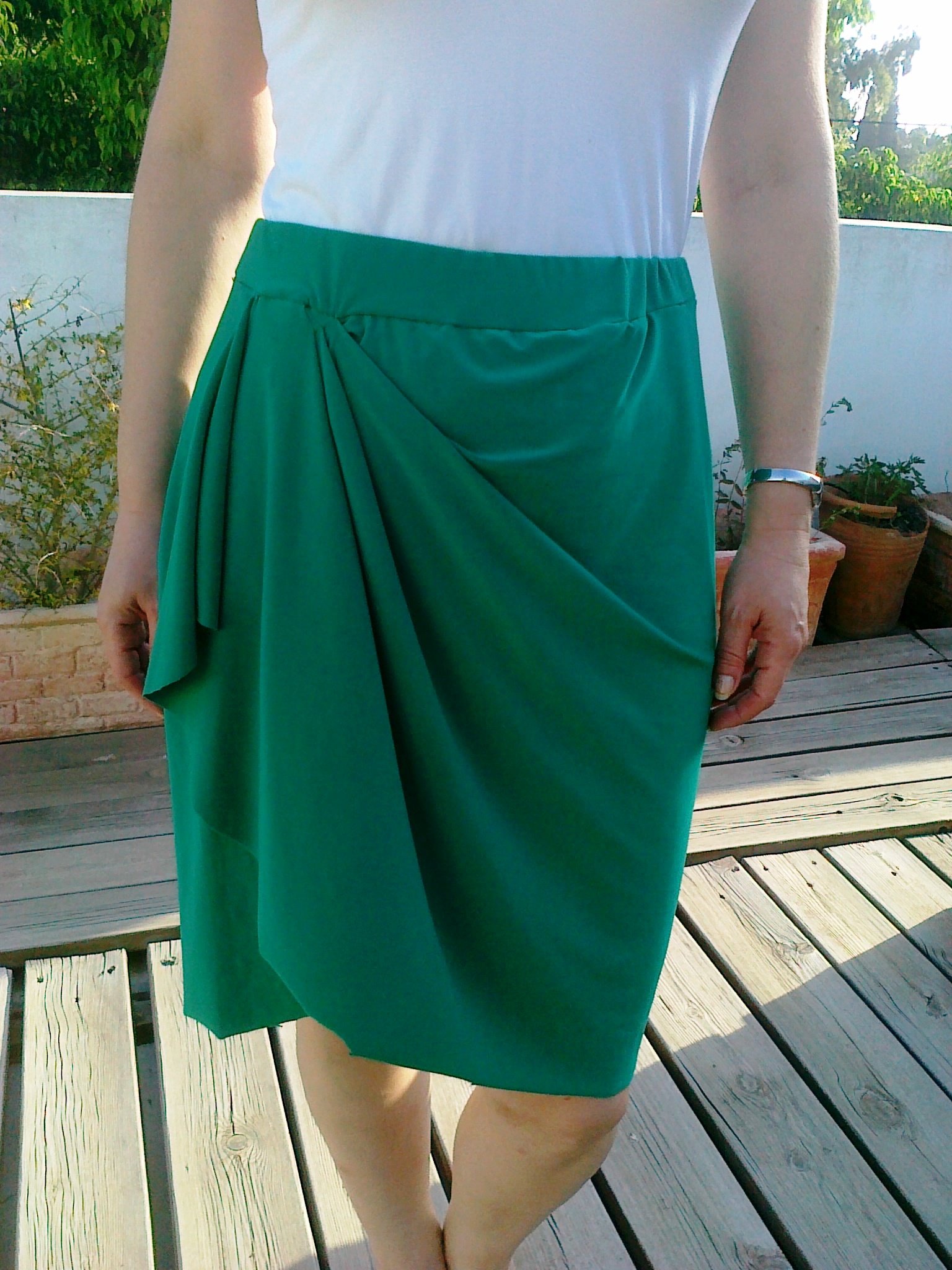 Green Draped Skirt – Sewing Projects | BurdaStyle.com