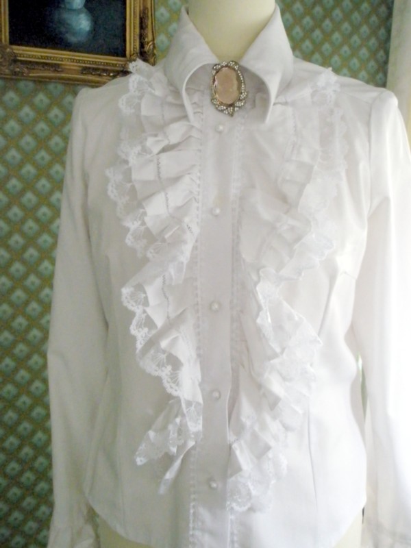 ruffle white blouse