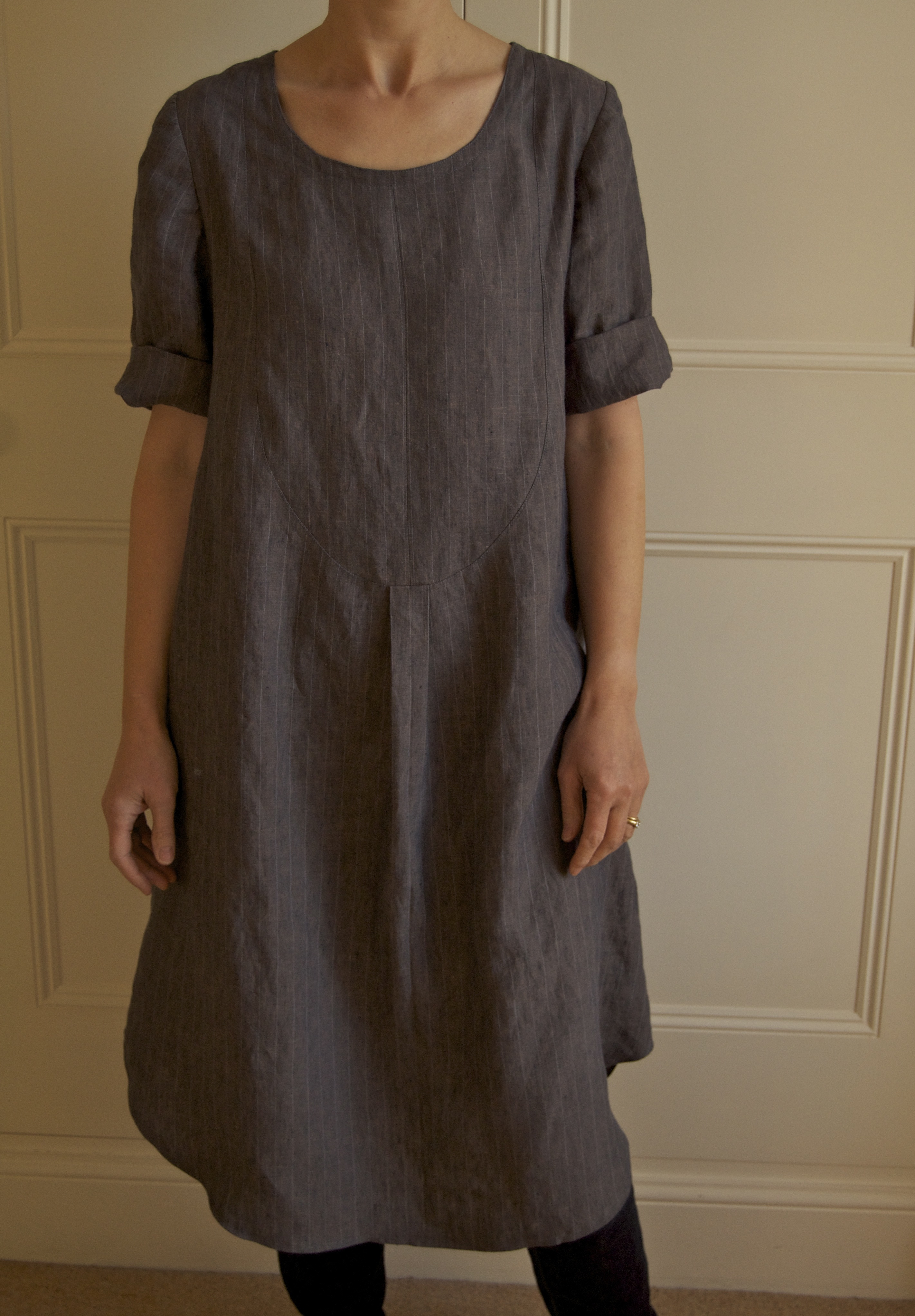 Pattern For Simple Linen Dress | pin striped dress shirt sewing projects burdastyle com Pattern For Simple Linen Dress | pin striped dress shirt sewing projects burdastyle com