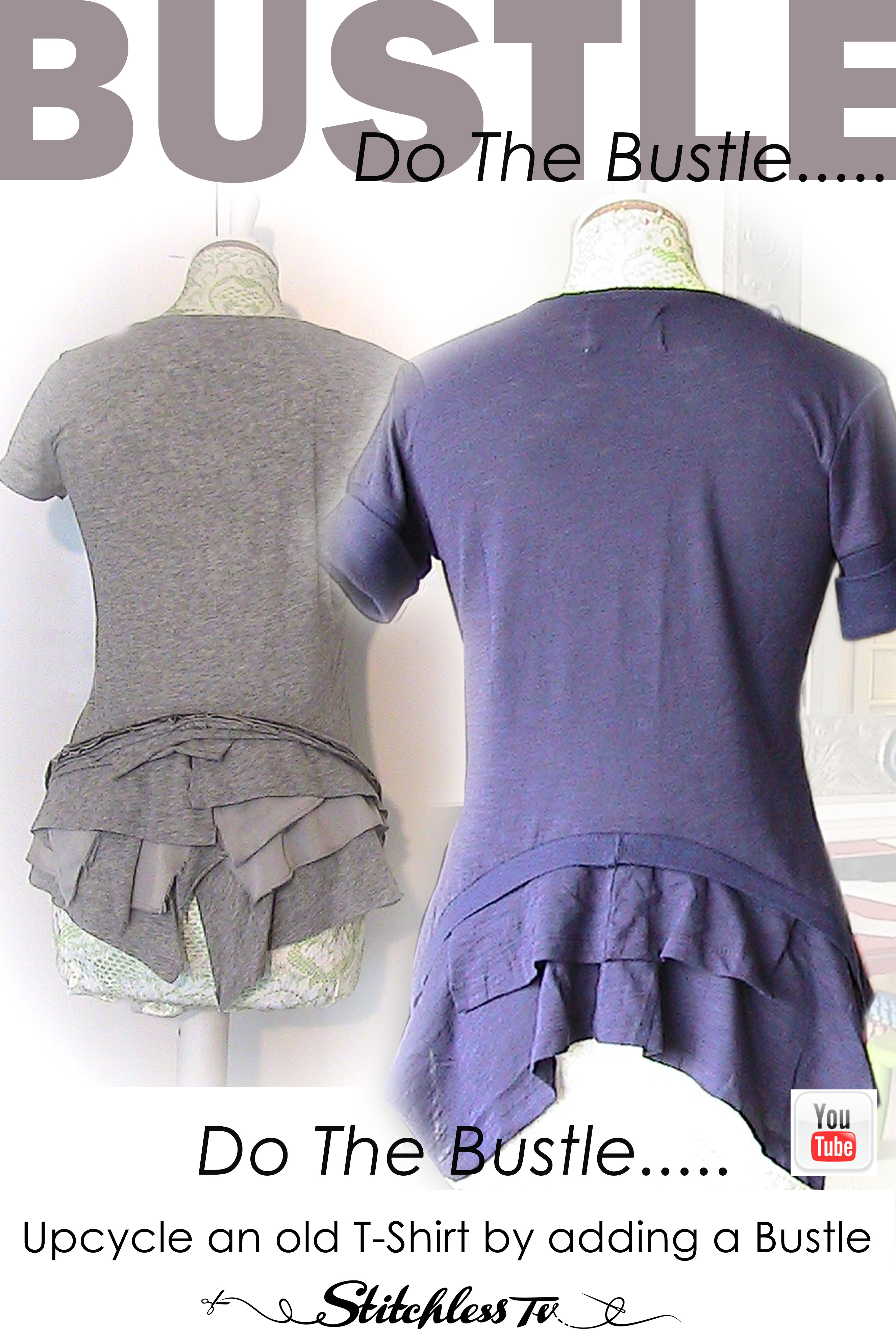 Upcycled T-Shirt with Bustle by Stitchless – Sewing Projects