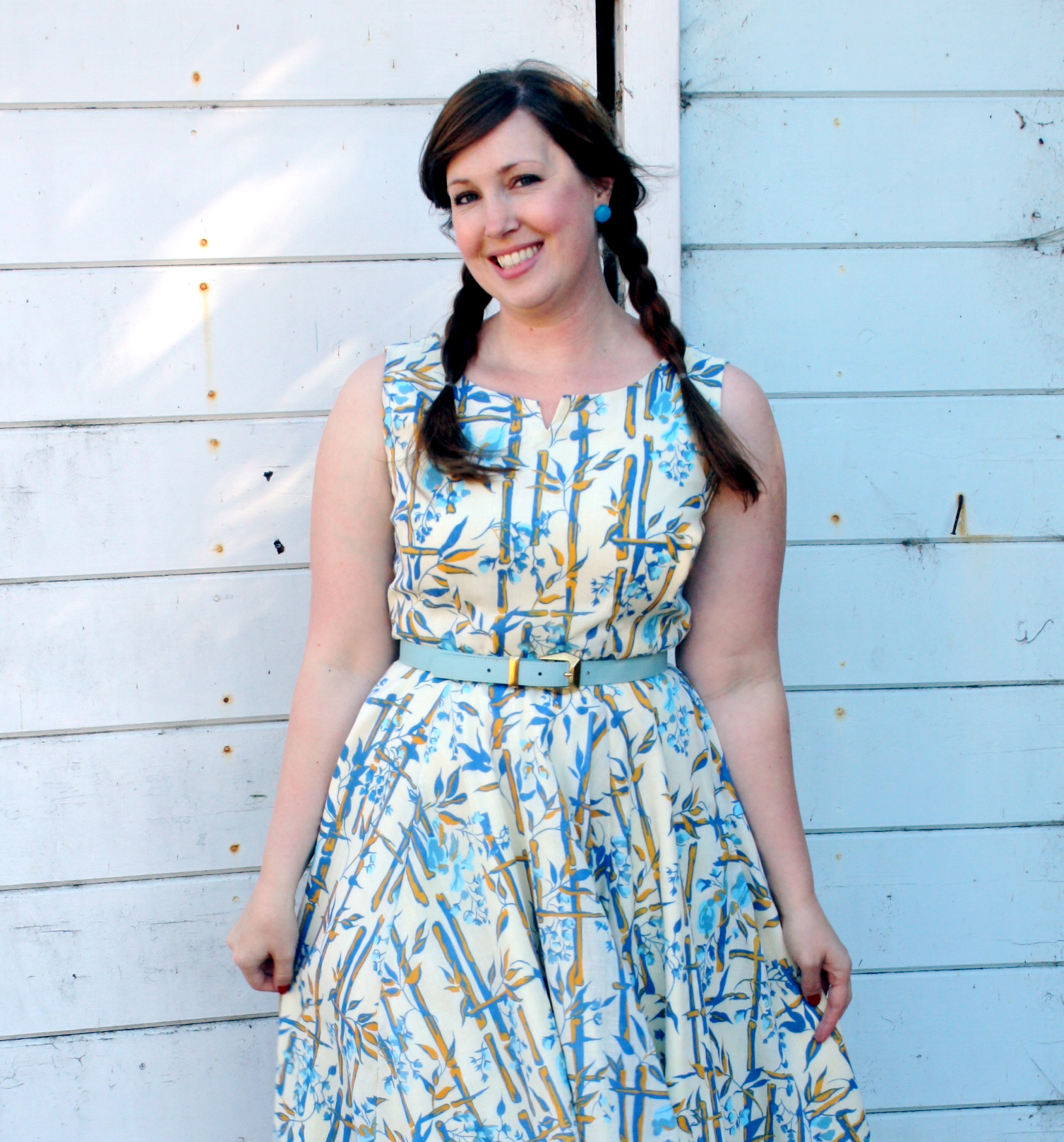 Blue and Yellow Curtain Dress (Butterick 5748) Sewing Projects