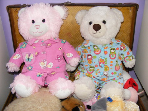 teddy bear wearing pyjamas