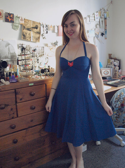 Blue Contour Bust Halter Dress Sewing Projects
