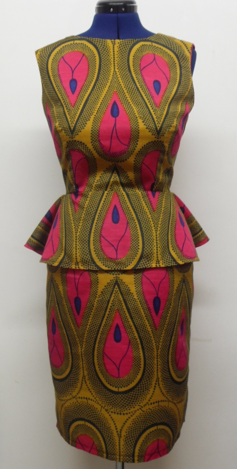 African Print Tear Drop Peplum Dress Sewing Projects 0338