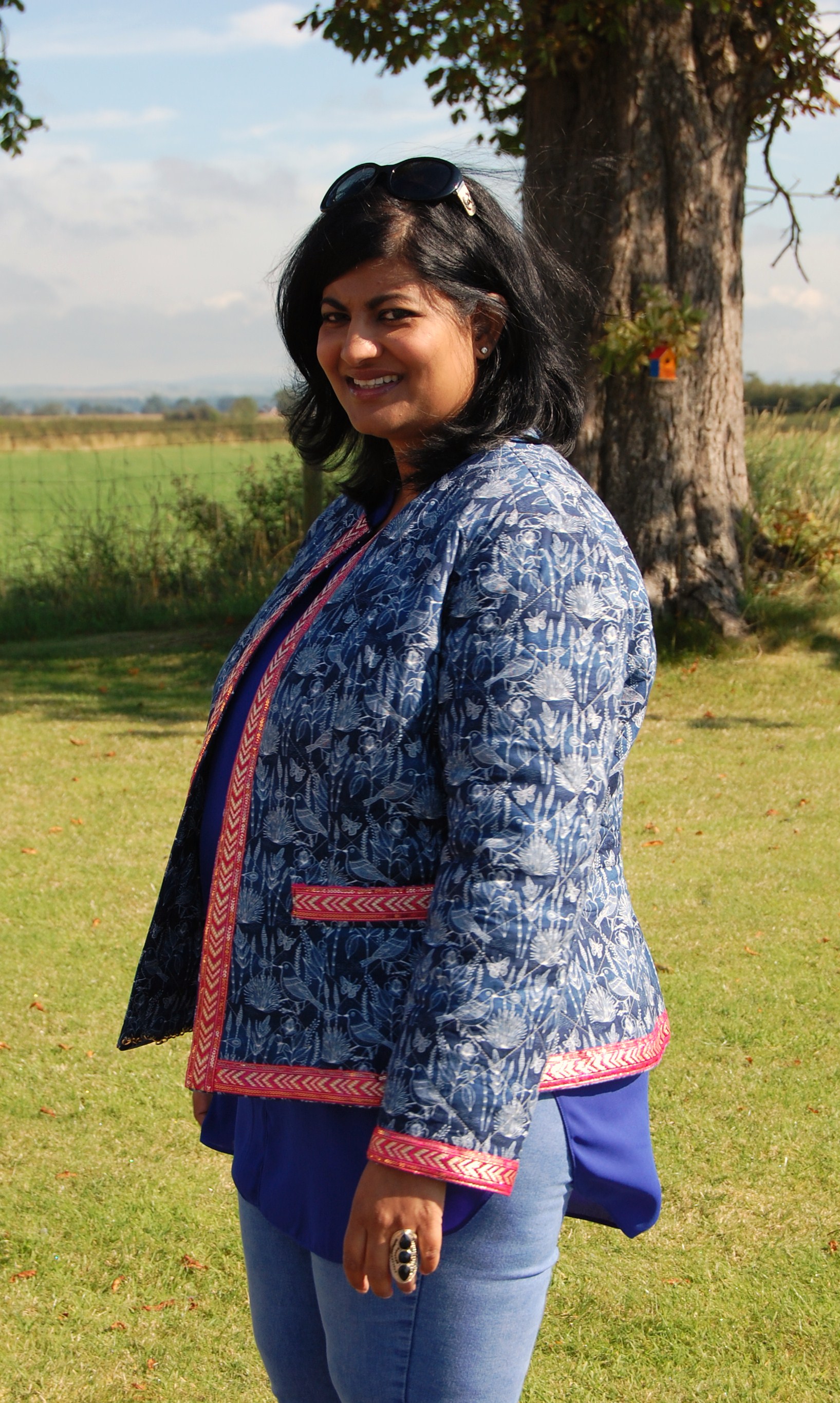 Quilted cotton boho style jacket with ethnic style trim Sewing