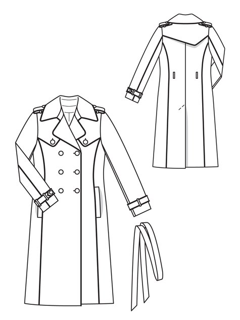 Piped Trench Coat 11/2012 #118 – Sewing Patterns | BurdaStyle.com