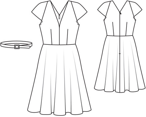 V Neck Flutter Dress 05/2014 #104 – Sewing Patterns | BurdaStyle.com