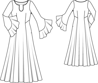 Trumpet Sleeve Maxi Dress 07/2015 #103 – Sewing Patterns | BurdaStyle.com