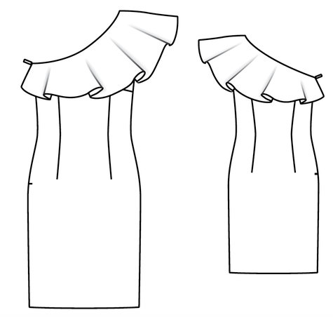 One Shoulder Flounce Designer Dress 10/2010 #171 – Sewing Patterns ...