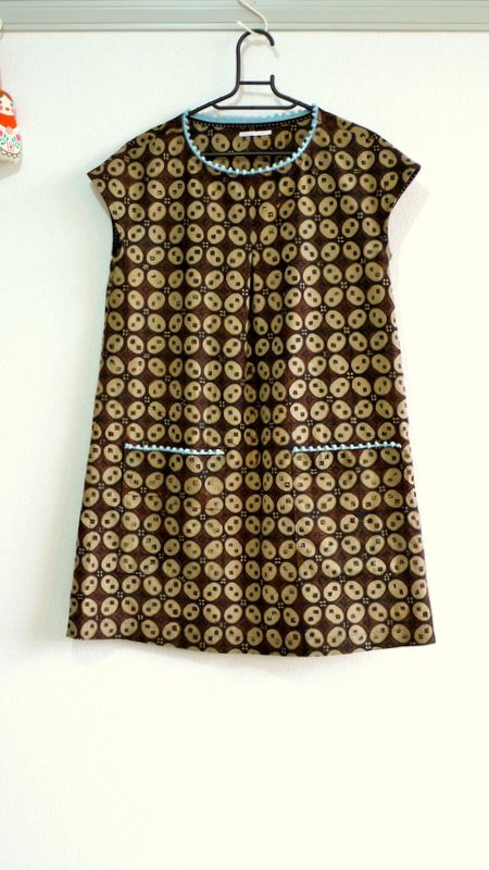 Blue pom pom brown batik dress – Sewing Projects | BurdaStyle.com