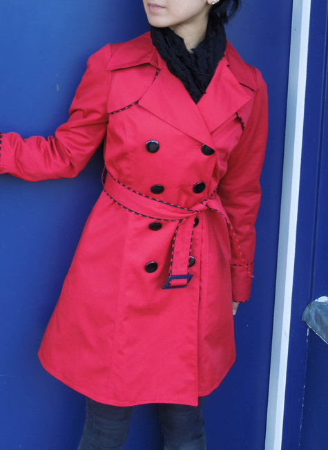 Red mac coat with polka dot – Sewing Projects | BurdaStyle.com