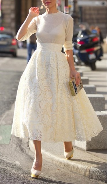 White Pleated Brocade Skirt – Sewing Projects | BurdaStyle.com