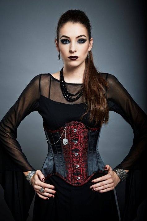 Satin Skull Brocade Underbust Corset Curiosité - Red – Sewing Projects ...